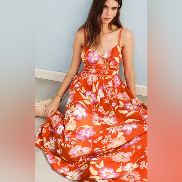 New FREE PEOPLE Rayon striking maxi dress J381/415 - Picture 2 of 7